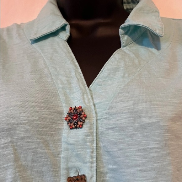 Soft Surroundings Mint Green Sleeveless Collared Button Down Lightweight Blouse - Picture 3 of 9